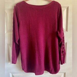 Westport Woman’s Red Sweater with Decorative Stitching on Sleeve Size 2X